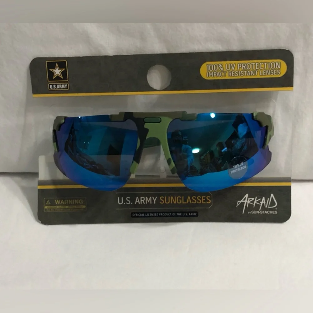 U.S Army Boys Sunglasses camouflage sport wrap 100% UV protection green.